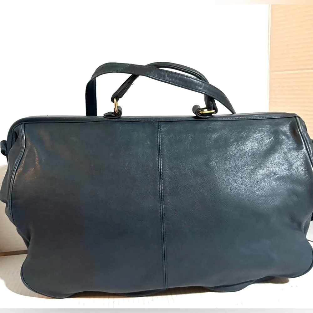 Classic navy blue Leather unisex Bag